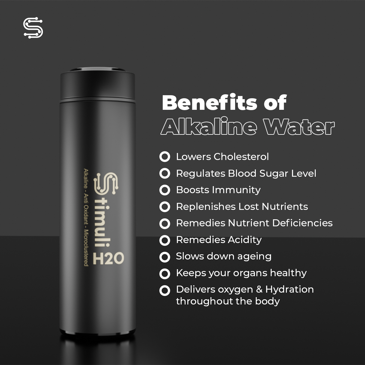 Black Alkaline Water Bottle - 500ml